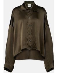 KHAITE - Bodine Asymmetric Silk Satin Shirt - Lyst