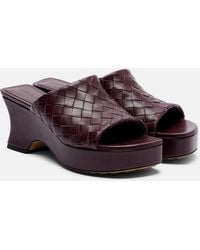 Bottega Veneta - Rosita Intrecciato Leather Wedge Mules - Lyst