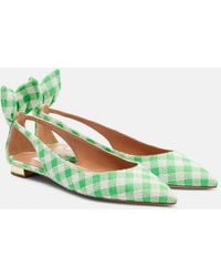 Aquazzura - Bow Tie Bow-Detail Checked Ballet Flats - Lyst