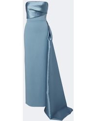 Solace London - Kinsley Draped Satin-Trimmed Bustier Gown - Lyst