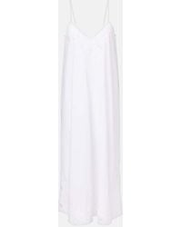 Juliet Dunn - Embroidered Cotton Poplin Midi Dress - Lyst