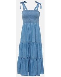 Veronica Beard - Tola Tiered Cotton-Blend Midi Dress - Lyst
