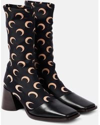 Marine Serre - Printed Leather-Trimmed Sock Boots - Lyst