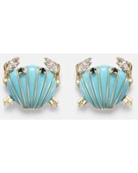 Yvonne Léon - Crabe Coquillage 9Kt Earrings With Gemstones - Lyst