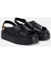 Prada - Plateausandalen Aus Leder - Lyst