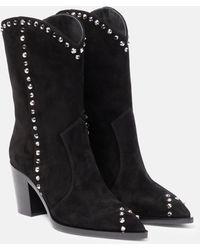 Gianvito Rossi - Denver Studded Suede Cowboy Boots - Lyst