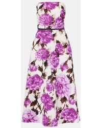 Max Mara - Floral Cotton-Blend Faille Midi Dress - Lyst