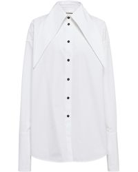 Jil Sander Pleated Cotton Poplin Shirt - White