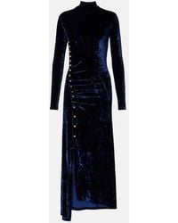 Rabanne - Draped Velvet Midi Dress - Lyst