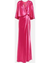 Monique Lhuillier Draped Satin Gown - Pink