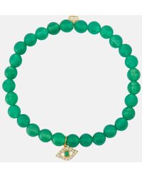 Sydney Evan - Evil Eye 14kt Gold And Onyx Bracelet With An Emerald And Diamonds - Lyst
