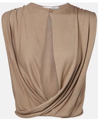 AYA MUSE - Esme Cutout Draped Silk-Blend Crop Top - Lyst