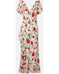 RIXO London - Vestido Largo Clementina De Crepe De China De Seda - Lyst