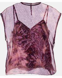 Dries Van Noten - Top En Mezcla De Seda Estampado A Capas - Lyst