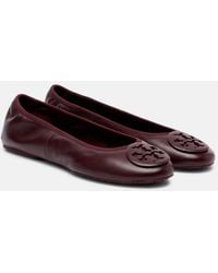 Tory Burch - Reva Travel Leather Ballet Flats - Lyst