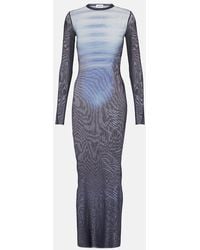 Jean Paul Gaultier - Bedrucktes Maxikleid La Aus Mesh - Lyst
