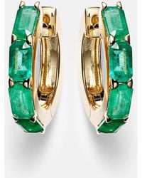 SHAY - 18Kt Huggie Earrings With Emeralds - Lyst