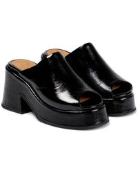 Ganni Platform Patent Leather Sandals - Black