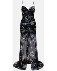 Blumarine - Floral Ruched Sheer Gown - Lyst