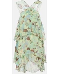 Stella McCartney - Tiered Printed Silk Minidress - Lyst