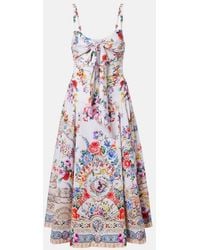 CAMILLA - Floral Cotton-Blend Midi Dress - Lyst