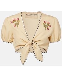 Valentino - Plus De Pois Embroidered Crop Top - Lyst