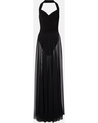 Norma Kamali - Cayla Draped Mesh Maxi Dress - Lyst