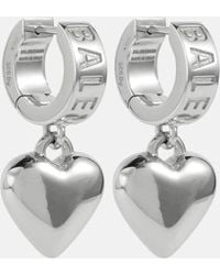 Balenciaga - Logo Sterling Silver Hoop Earrings - Lyst