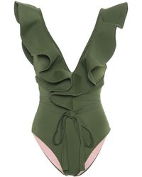 Johanna Ortiz Costume Intero "On The Shore" In Lycra - Verde