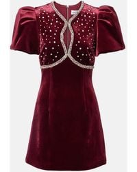 Rebecca Vallance - Minikleid Edwiena Aus Samt Mit Kristallen - Lyst