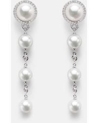 Mikimoto - Boucles D'Oreilles En Or Blanc 18 Ct, Perles Et Diamants - Lyst
