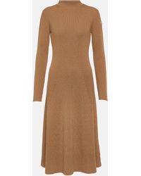 Moncler - Ribbed-knit Wool-blend Midi Dress - Lyst