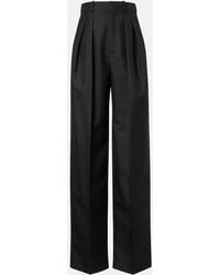 Saint Laurent - Wool And Mohair Wide-Leg Pants - Lyst