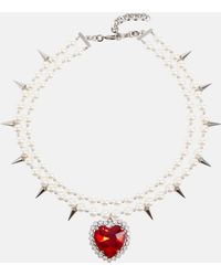 Alessandra Rich - Embellished Faux Pearl Necklace - Lyst