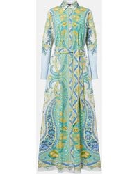 Etro - Belted Floral Cotton Shirt Dress - Lyst