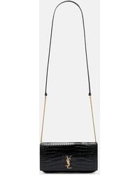 Saint Laurent - Cassandre Mini Croc-Effect Leather Phone Pouch - Lyst