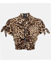Dolce & Gabbana - Leopard-print Silk-blend Crop Top - Lyst