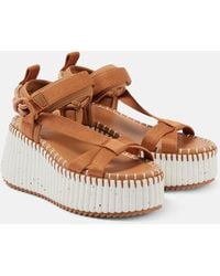 Chloé - Nama 80 Wedge Sandals - Lyst
