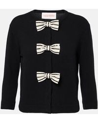 Valentino - Bow-Detail Virgin Wool Cardigan - Lyst