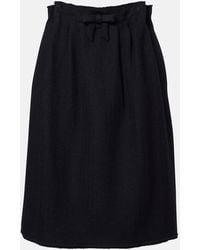 Prada - Chevron Pleated Virgin Wool Midi Skirt - Lyst