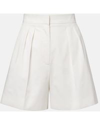 Max Mara - Tabacco Pleated Cotton-Blend Shorts - Lyst