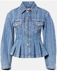 Ganni - Giacca Di Jeans Con Peplum - Lyst