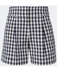 Veronica Beard - Haina Gingham Pleated Cotton Shorts - Lyst