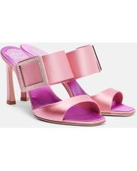 Roger Vivier - Trompette 85 Embellished Satin Mules - Lyst