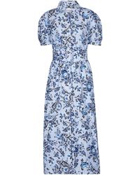 Erdem Frederick Cotton Poplin Midi Dress - Blue