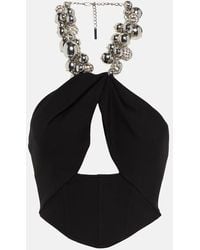 Area - Verziertes Cropped-Top Aus Jersey - Lyst