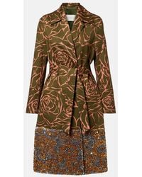Dries Van Noten - Floral Sequined Cotton Wrap Coat - Lyst