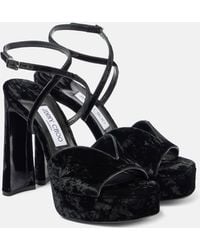 Jimmy Choo - Karli 125 Velvet Platform Sandals - Lyst