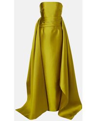 Solace London - Draped Strapless Satin Gown - Lyst