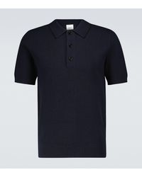 Polo Selwin en soie et coton melanges Soie Burberry pour homme en coloris Bleu Homme Vêtements T-shirts Polos 